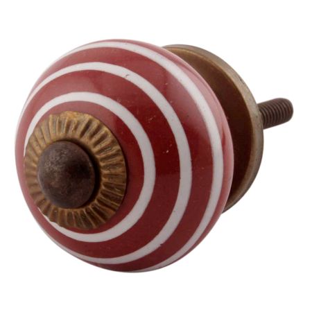 Cherry Striped Small Ceramic Wardrobe Knobs Online